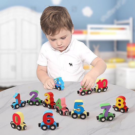 Children Magnetic Recognition Digital Building Blocks Alphabet Magnetic Train Early Education 3-6 Years Old Girls And Boys Baby Wooden Toys