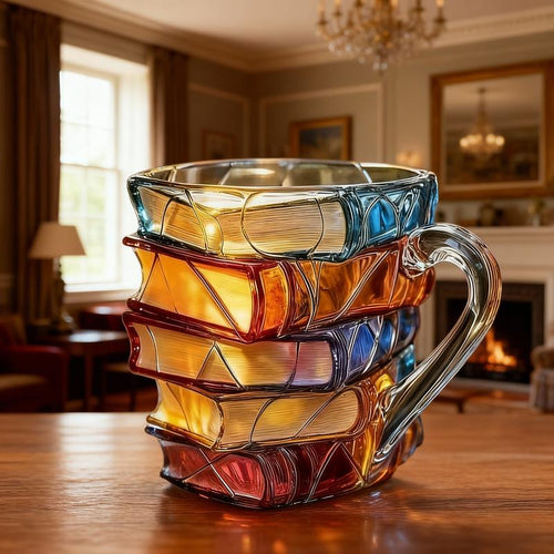Unique Stacked Books Coffee Mug