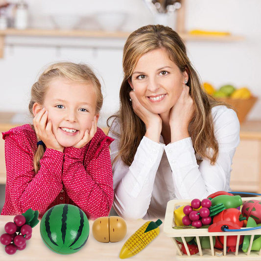 Children Wooden Magnetic Simulation Fruit And Vegetables Cut To See The Baby Cut To Play Home Kitchen Toys