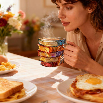 Unique Stacked Books Coffee Mug